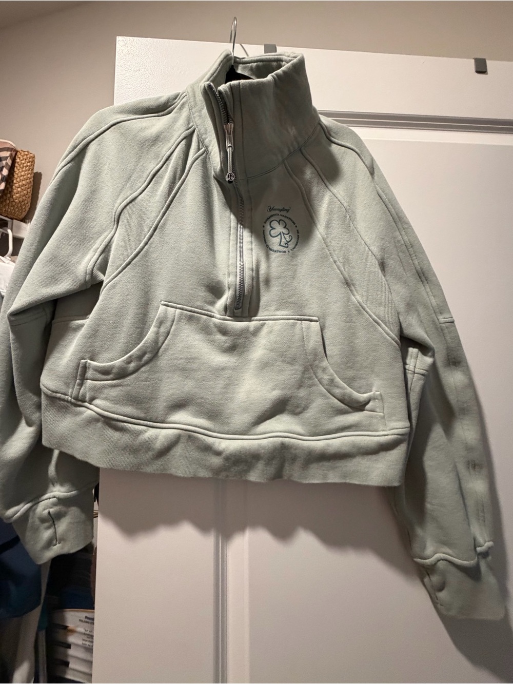 lululemon athletica Mint Green Half-Zip Cropped Pullover